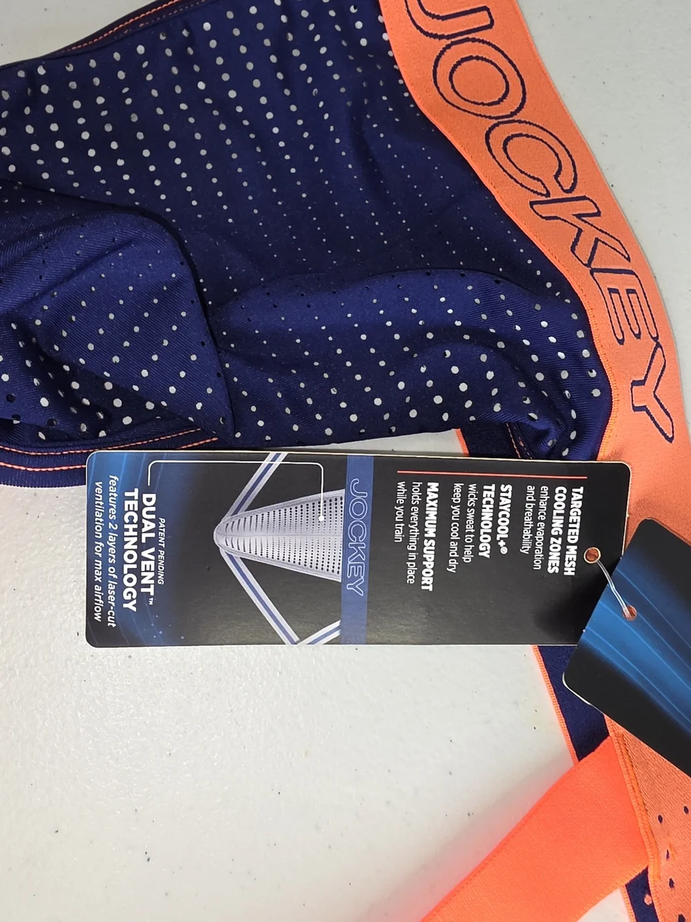 Jockey Men's VentraCool Air Jock Strap - Majestic Blue/Orange XL (38-40)